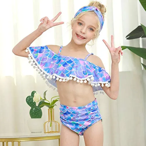 ICOSY Girls Swimsuit 2 Piece Bathing Suit for Girls Bikini Set Swimwear Toddler Ruffle Swimming Suit Unicorn Beachwear
