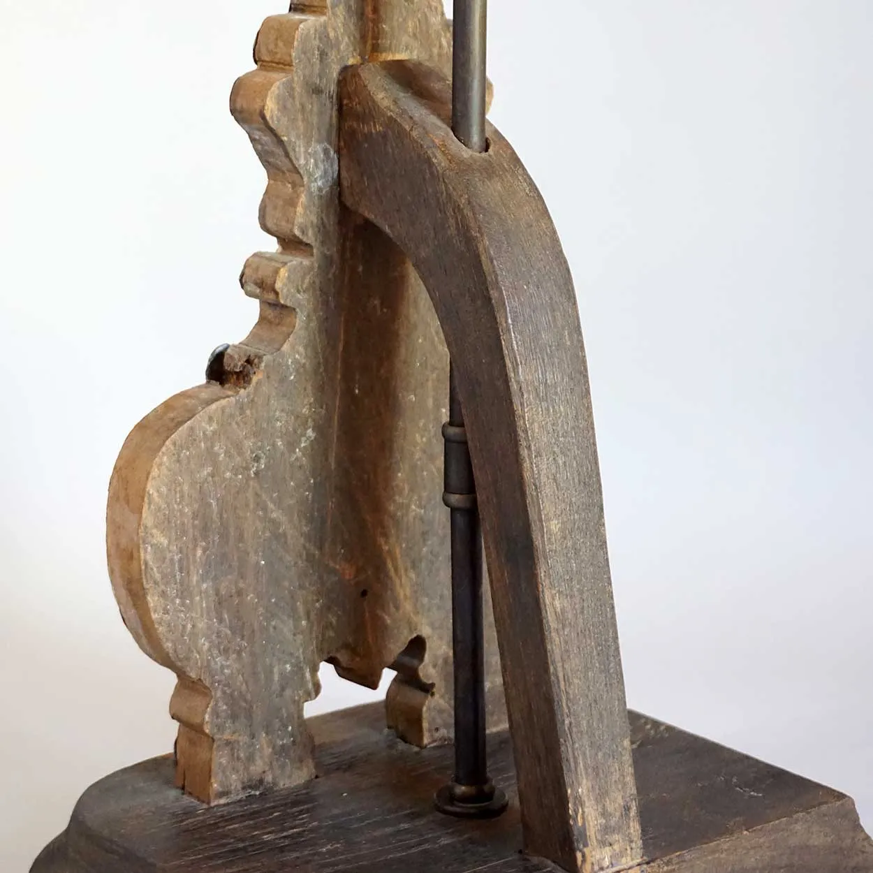 Indo-Portuguese Silver Mounted Teak Candlestick as a One-Light Table Lamp