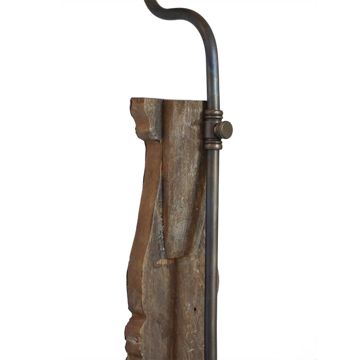 Indo-Portuguese Silver Mounted Teak Candlestick as a One-Light Table Lamp