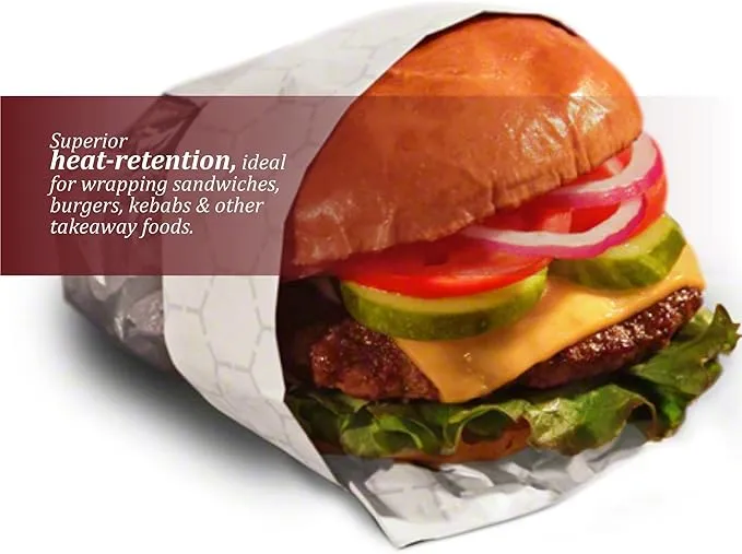Insulated Foil Wrap - Box of 1000 - 12 x12 Inch - Pre-Cut Insulated Sandwich Wrap, Foil Wrap for Burger & French Fries, Pre-Cut Foil Sheets, Perfect for Delis, Food Trucks, Carts or Take Out - Canadian Distribution