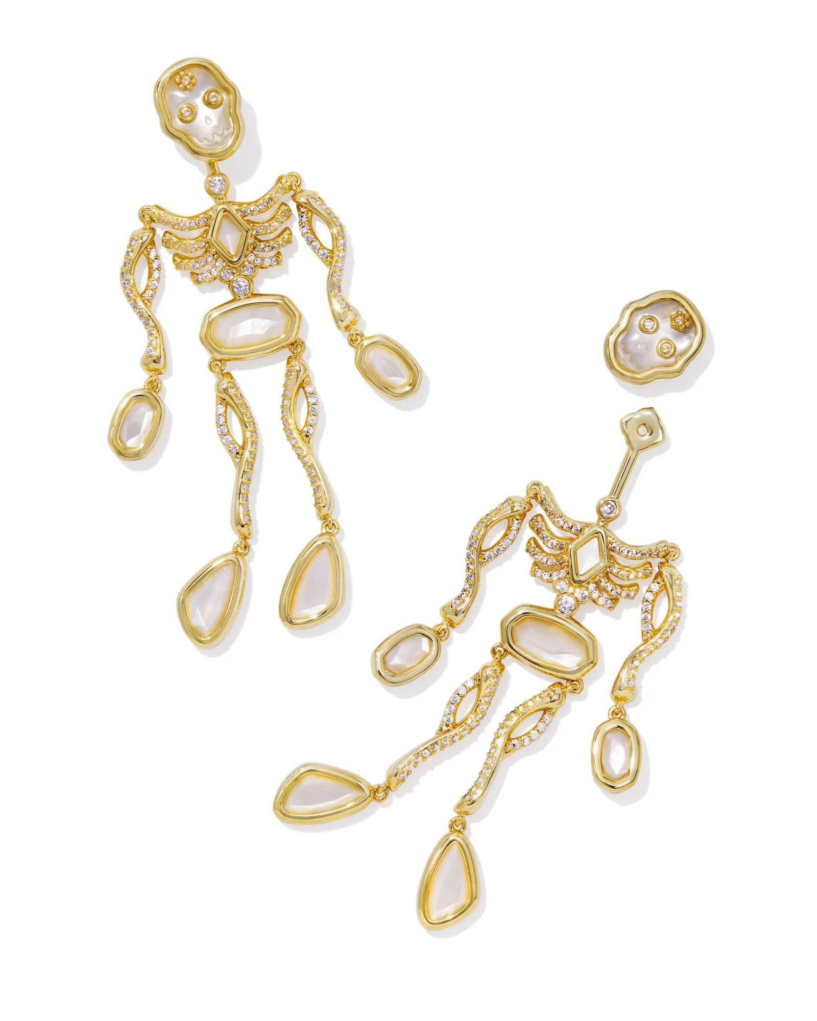 Kendra Scott Skeleton Statement Earrings - Gold Ivory Mother of Pearl