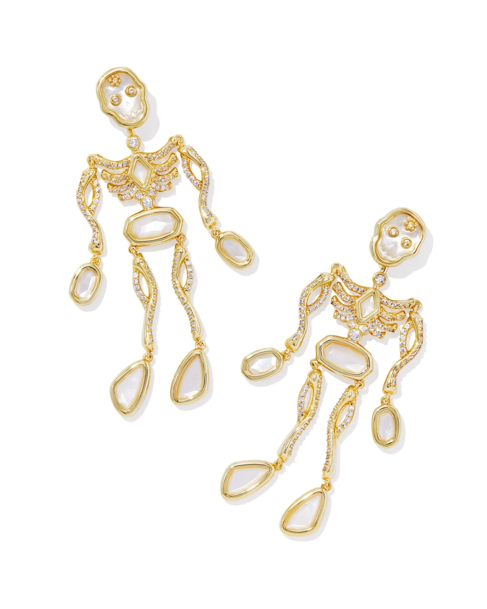 Kendra Scott Skeleton Statement Earrings - Gold Ivory Mother of Pearl