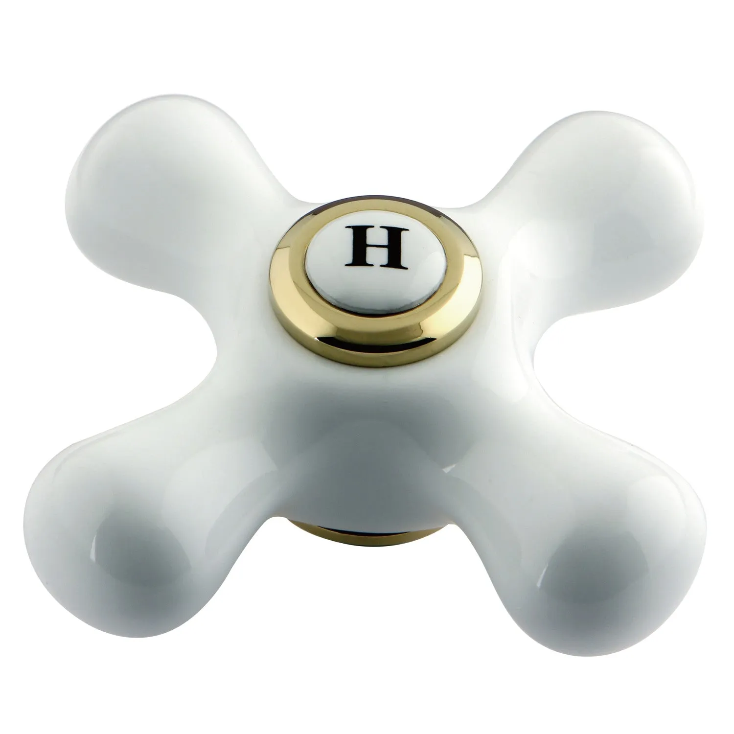 Kingston Brass AECX2H Porcelain Cross Handle (Hot Side), Polished Brass