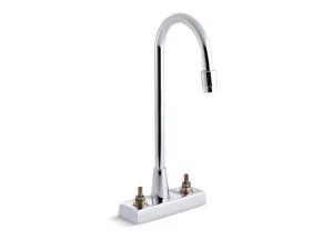 KOHLER K-7305-KNE Triton 0.5 gpm centerset commercial bathroom sink base faucet with gooseneck spout and vandal-resistant aerator, requires handles, drain not included in Polished Chrome