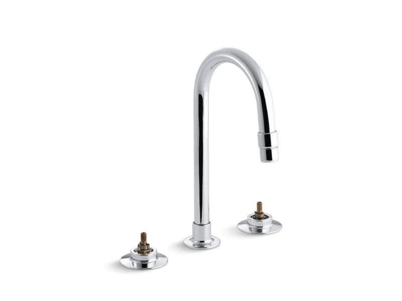 KOHLER K-7313-K Triton Widespread commercial bathroom sink faucet with gooseneck spout and rigid connections, requires handles, drain not included in Polished Chrome