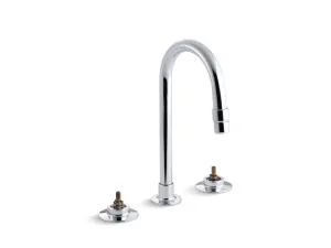 KOHLER K-7313-K Triton Widespread commercial bathroom sink faucet with gooseneck spout and rigid connections, requires handles, drain not included in Polished Chrome