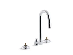 KOHLER K-7465-KN Triton 0.5 gpm widespread bathroom sink base faucet with pop-up drain and gooseneck spout, requires handles in Polished Chrome