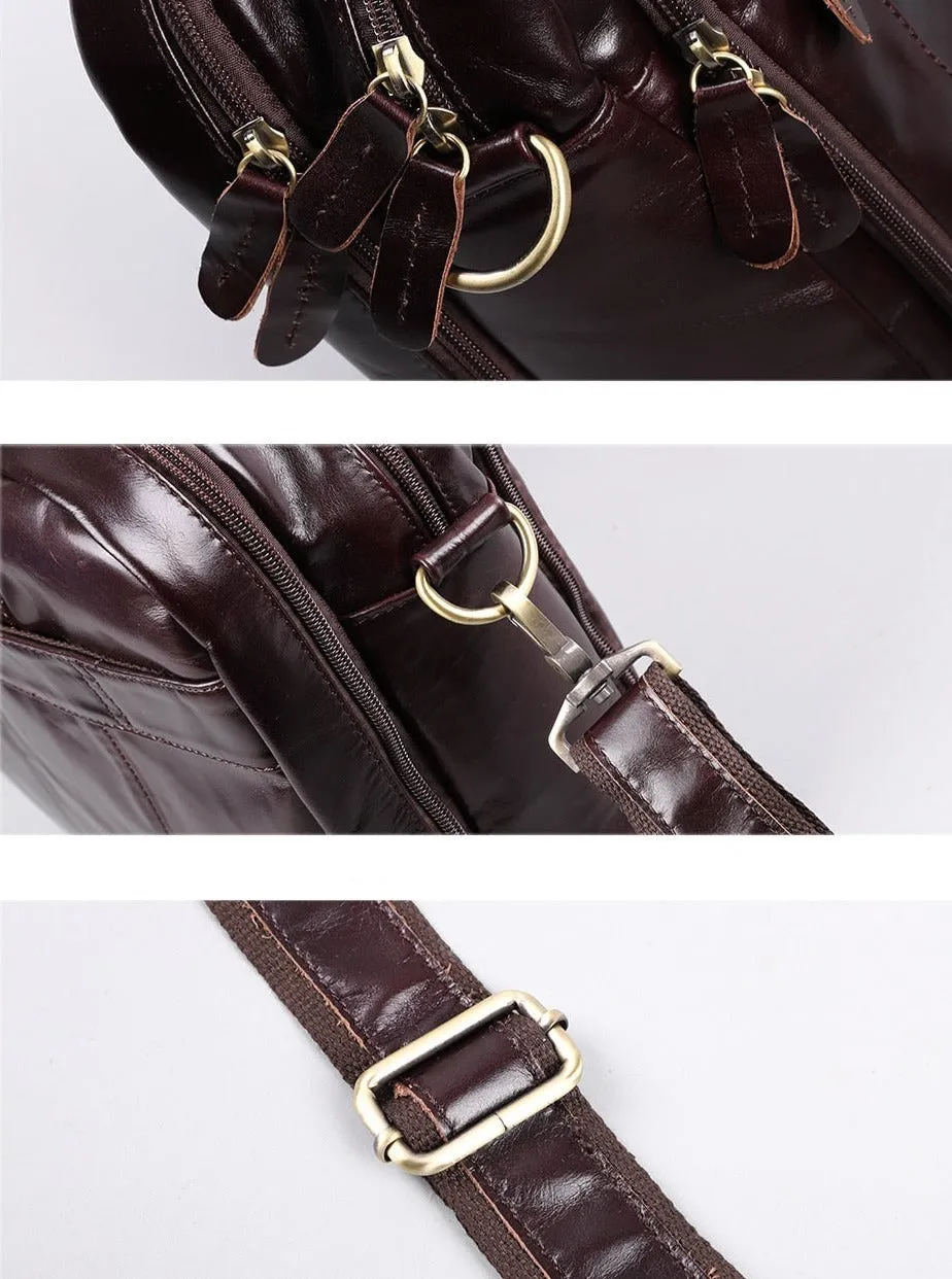Laptop & Document Bag Briefcase, Leather, Brown/Dark Maroon, 17 inches