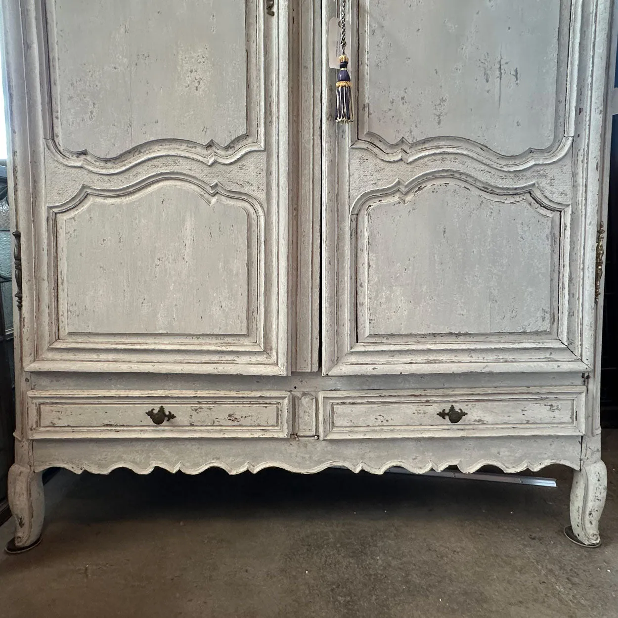 Large French Provincial Louis XV Chateau Painted Oak Armoire