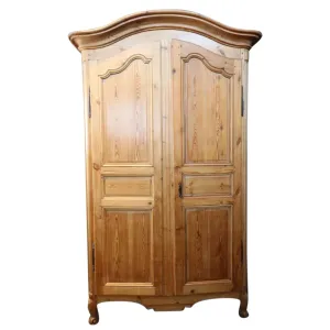 Large French Provincial Louis XV Style Pine Armoire
