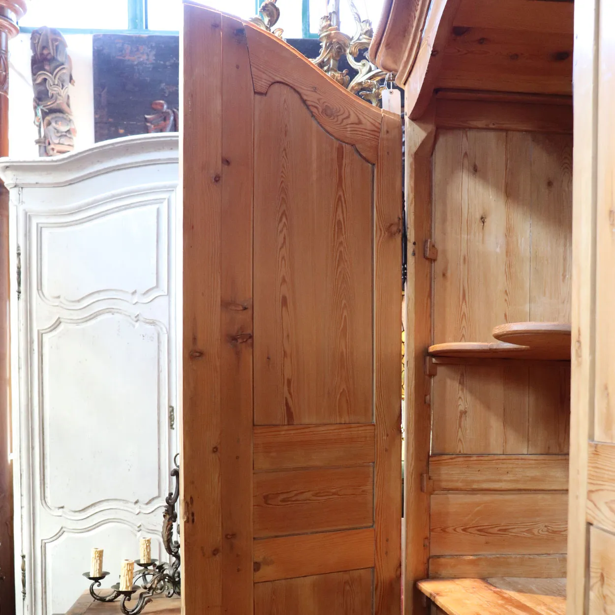 Large French Provincial Louis XV Style Pine Armoire