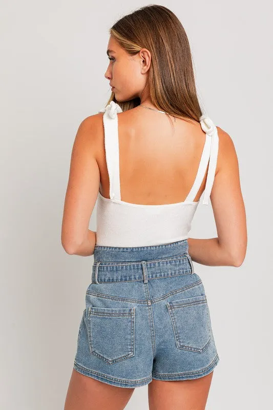 LE LIS Strap Tie Bodysuit