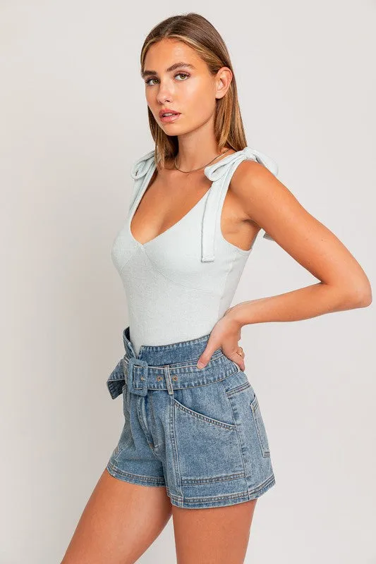 LE LIS Strap Tie Bodysuit