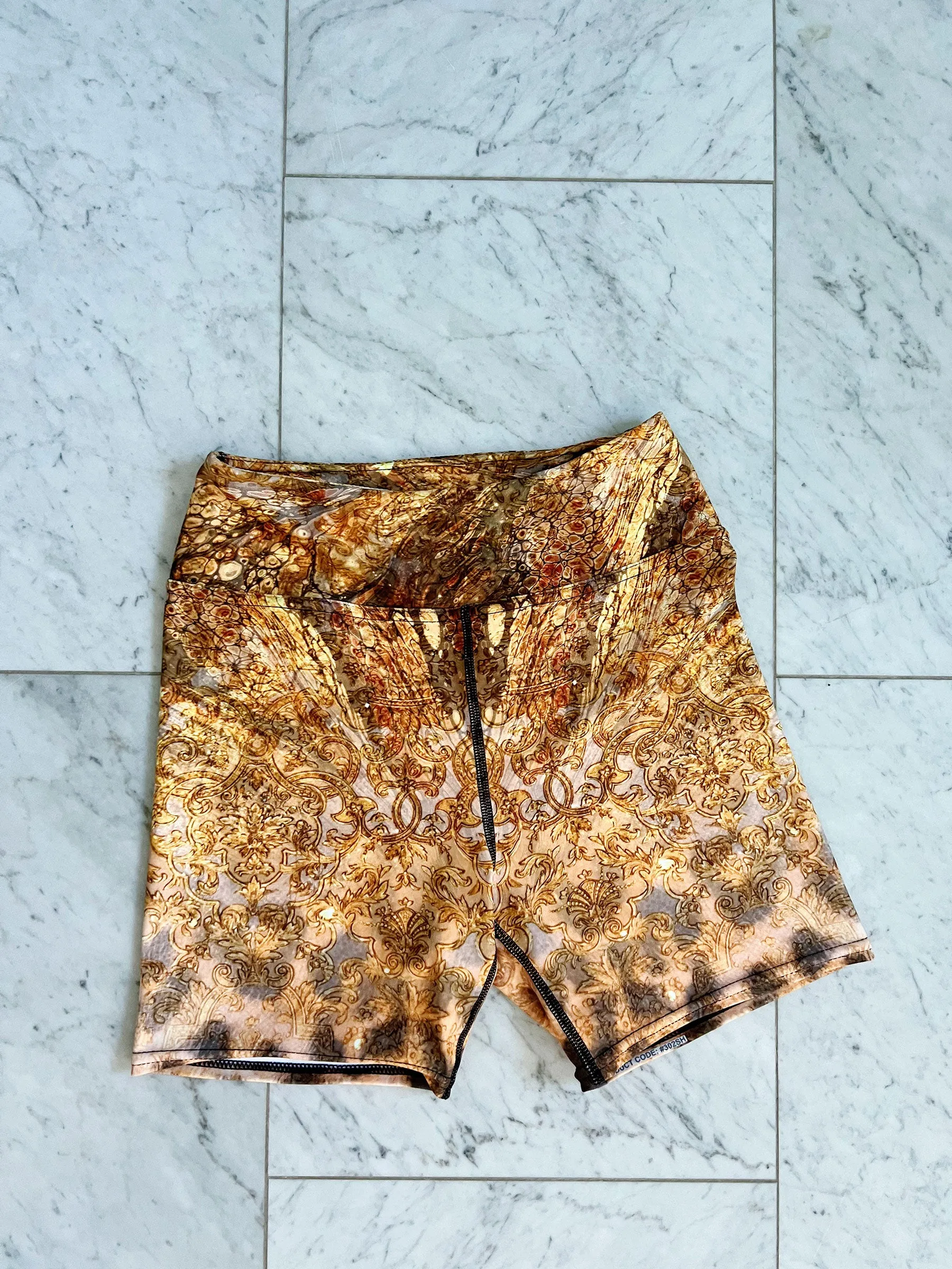 Leopard Gold Yoga Shorts