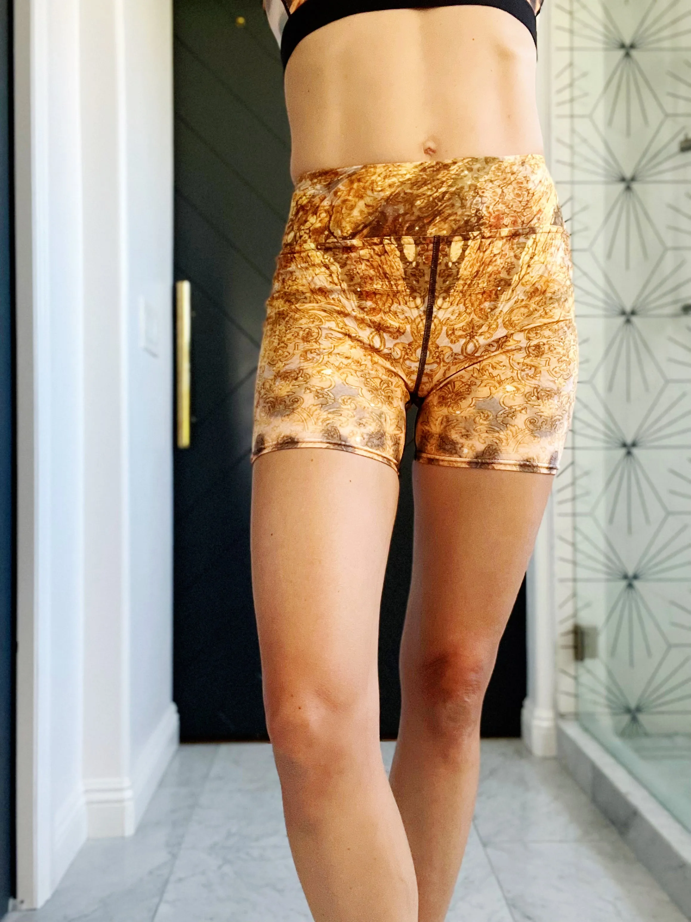 Leopard Gold Yoga Shorts