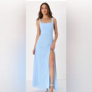 Light Baby Blue Evening Gown Square Neck Sleeveless Dress Lulu’s