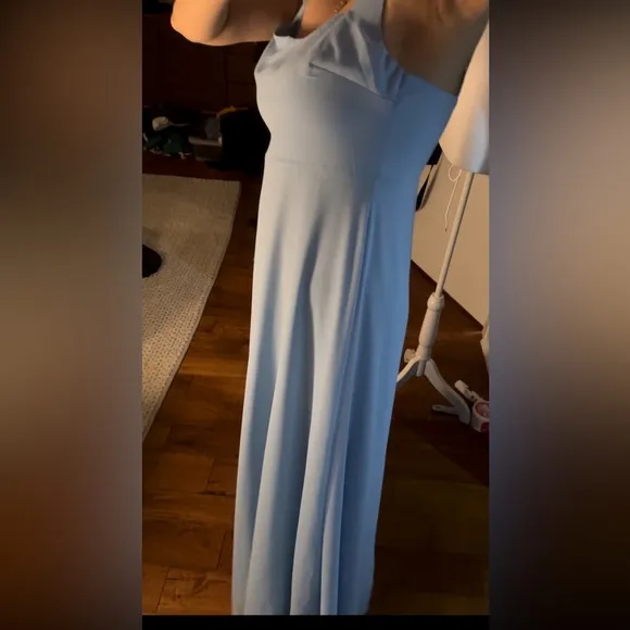 Light Baby Blue Evening Gown Square Neck Sleeveless Dress Lulu’s