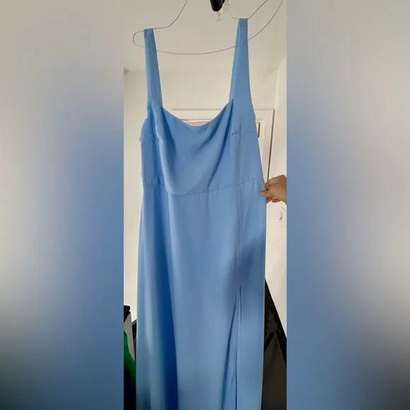 Light Baby Blue Evening Gown Square Neck Sleeveless Dress Lulu’s