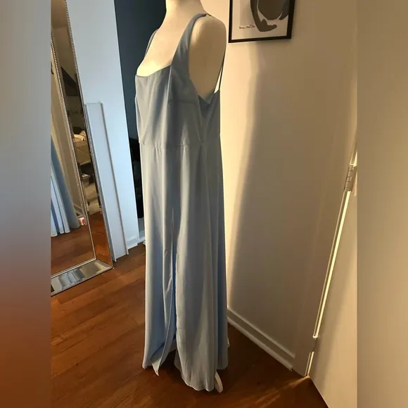 Light Baby Blue Evening Gown Square Neck Sleeveless Dress Lulu’s