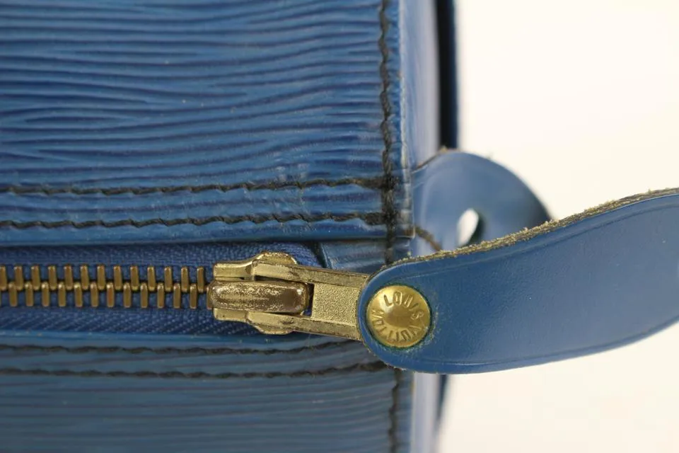 Louis Vuitton Blue Epi Leather Toledo Speedy 30 Boston Bag MM 917lv16