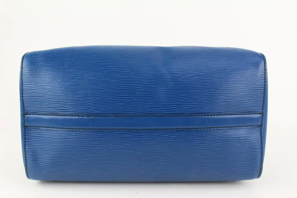 Louis Vuitton Blue Epi Leather Toledo Speedy 30 Boston Bag MM 917lv16