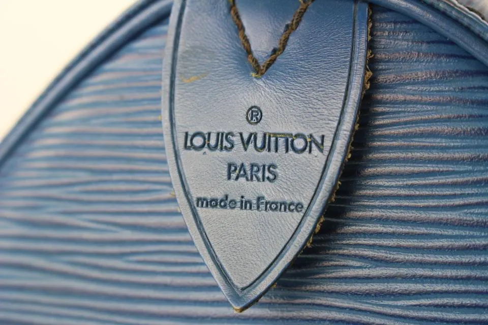 Louis Vuitton Blue Epi Leather Toledo Speedy 30 Boston Bag MM 917lv16