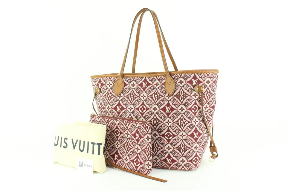 Louis Vuitton Bordeaux  Monogram Since 1854 Neverfull MM Tote with Pouch  24lz53s