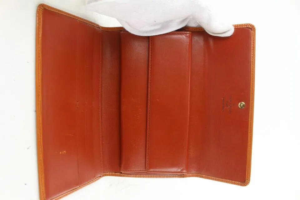 Louis Vuitton Brown Epi Leather Porte Tresor Trifold Long Wallet 720lvs622