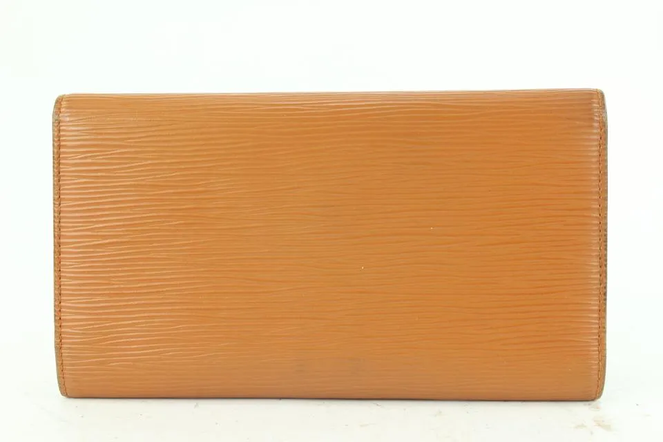 Louis Vuitton Brown Epi Leather Porte Tresor Trifold Long Wallet 720lvs622