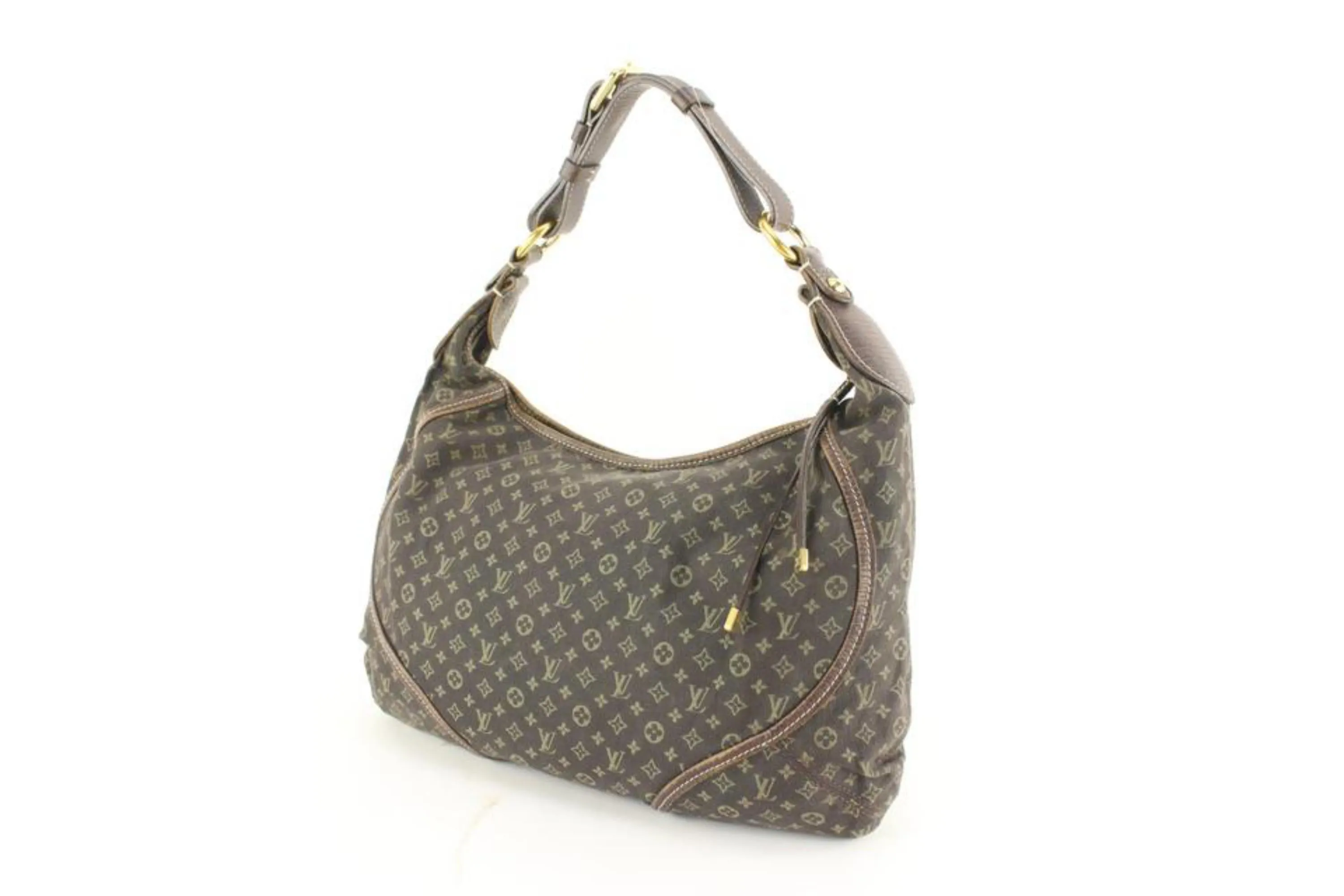 Louis Vuitton Brown Monogram Mini Lin Manon MM Hobo 24lk617s