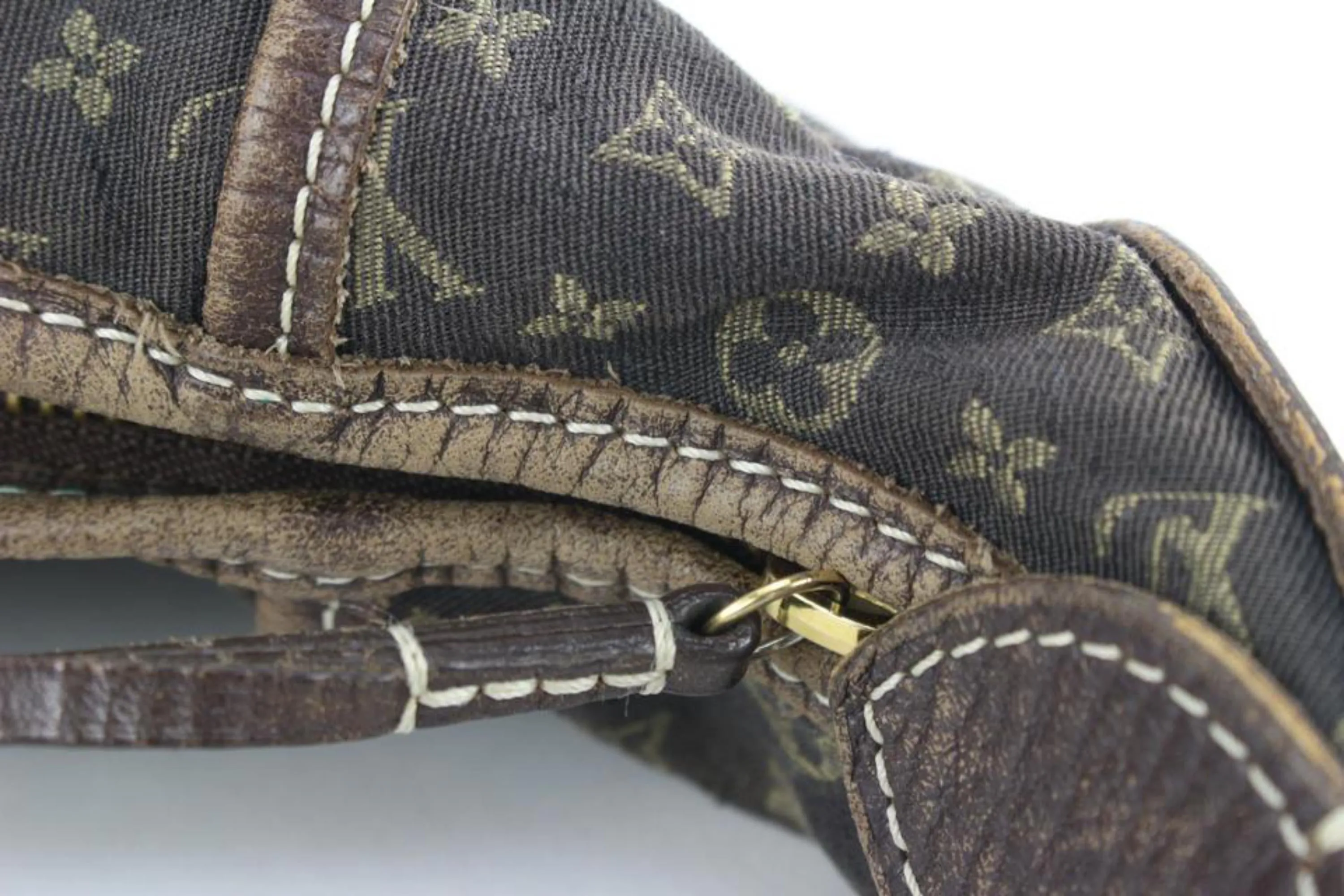 Louis Vuitton Brown Monogram Mini Lin Manon MM Hobo 24lk617s