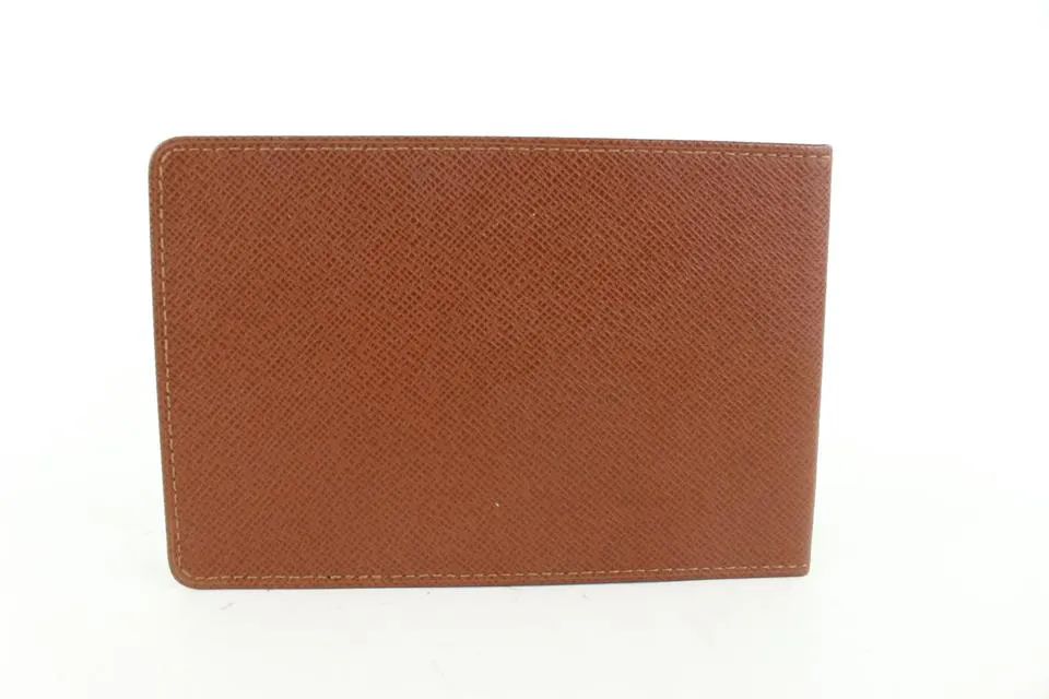 Louis Vuitton Brown Taiga Leather Card Holder ID Wallet case 511lvs68