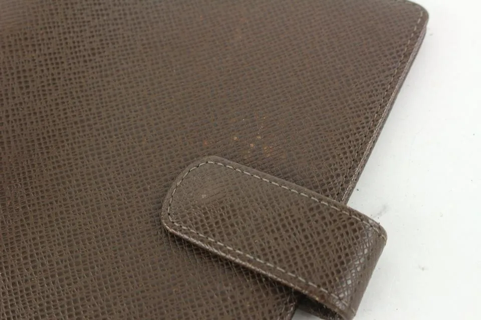 Louis Vuitton Brown Taiga Leather Small Ring Agenda PM Diary Cover 651lvs617