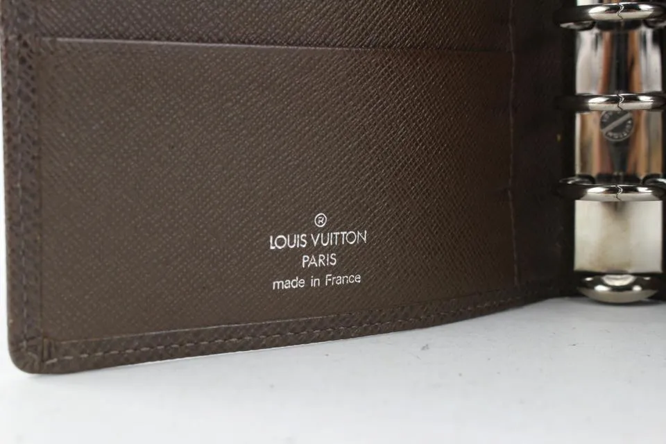 Louis Vuitton Brown Taiga Leather Small Ring Agenda PM Diary Cover 651lvs617