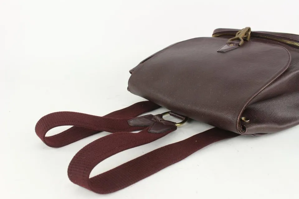 Louis Vuitton Burgundy Taiga Leather Cassiar Backpack 1015lv42