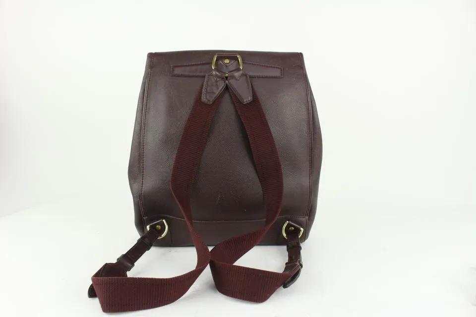 Louis Vuitton Burgundy Taiga Leather Cassiar Backpack 1015lv42