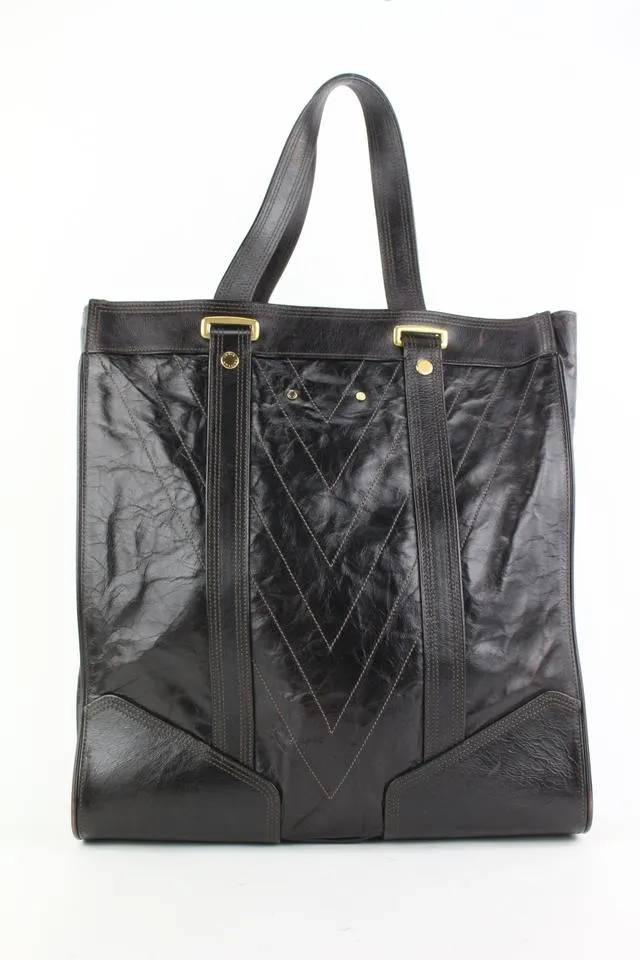 Louis Vuitton Dark Brown Soana Leather Gaston V Runway Sac Plat Tote 484lvs64