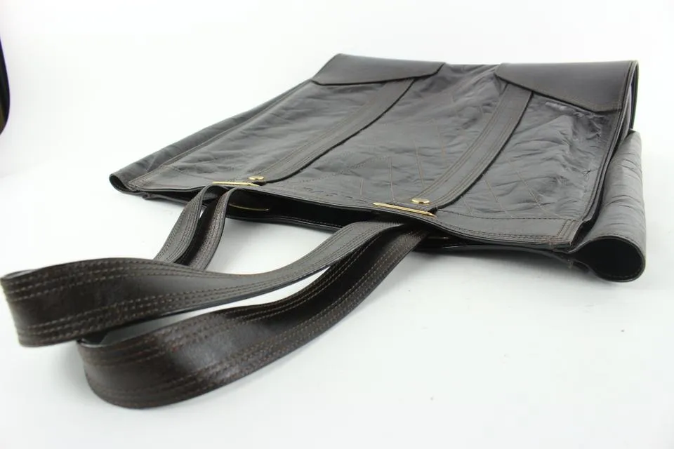 Louis Vuitton Dark Brown Soana Leather Gaston V Runway Sac Plat Tote 484lvs64