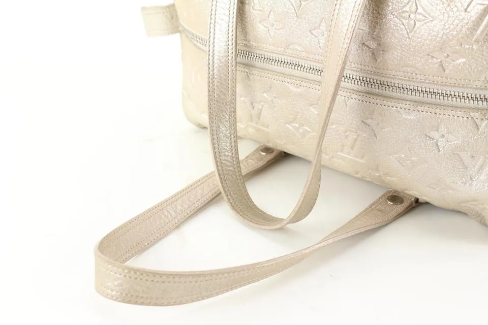Louis Vuitton Metallic Champagne Leather Monogram Comet Boston Bag 39lu76s