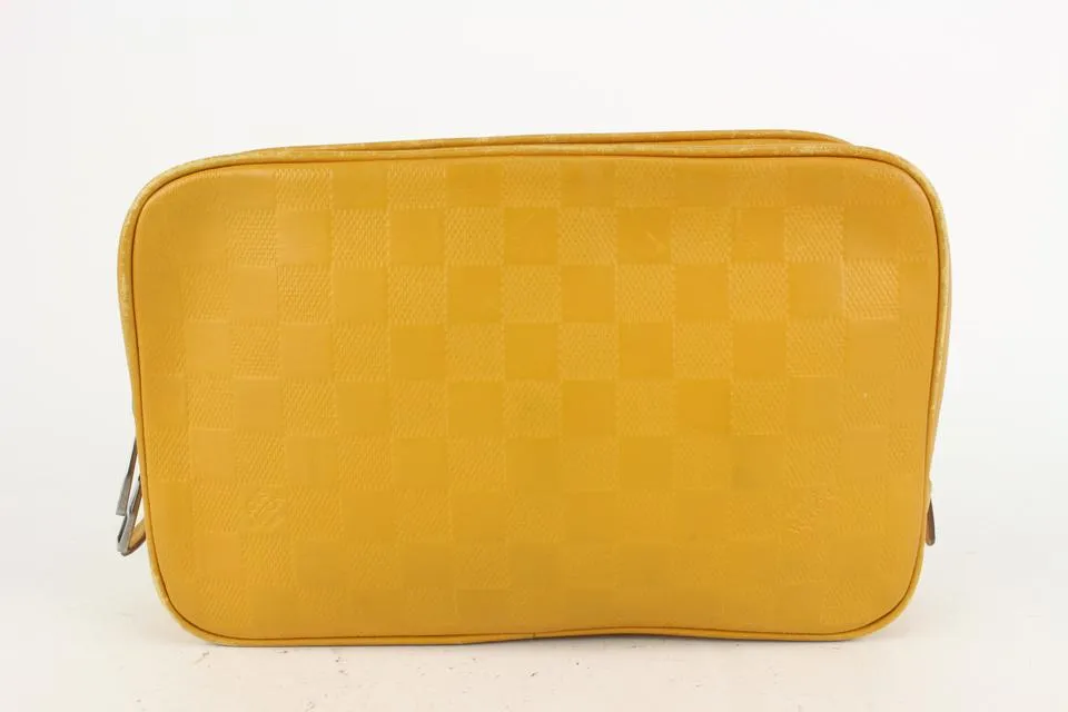 Louis Vuitton Yellow Damier Infini Toiletry Pouch GM Trousse Toilette 819lv74