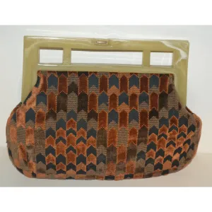 Lucite Framed Carpetbag Clutch Purse By Cara