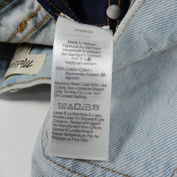 MADEWELL Relaxed Fit Denim Maternity Side Panel SHORTS Size 24 Blue Essen NEW