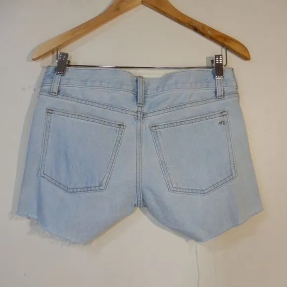 MADEWELL Relaxed Fit Denim Maternity Side Panel SHORTS Size 24 Blue Essen NEW