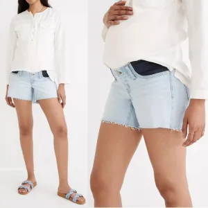 MADEWELL Relaxed Fit Denim Maternity Side Panel SHORTS Size 24 Blue Essen NEW