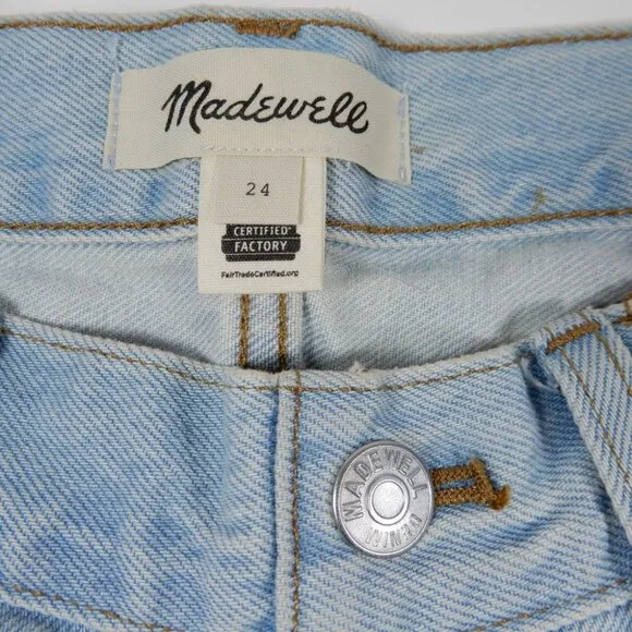 MADEWELL Relaxed Fit Denim Maternity Side Panel SHORTS Size 24 Blue Essen NEW