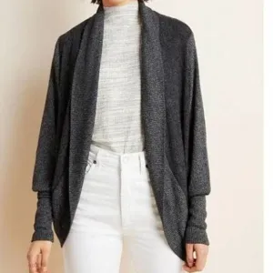 Maeve Ingrid Cocoon Cardigan Anthropologie Sweater Gray Marled Size Small
