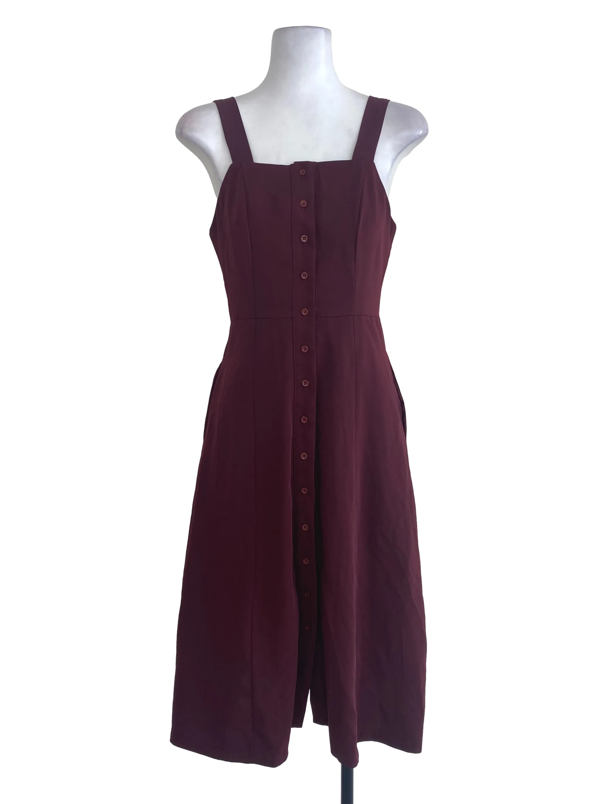 Maroon Button Down Dress TEM