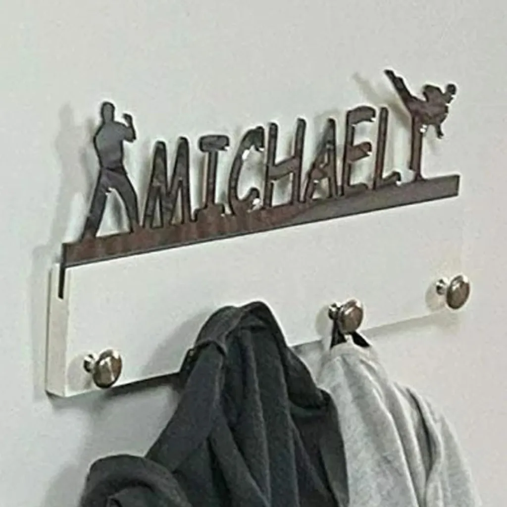Martial Arts, Karate Personalized Sports Coat Hook Hanger, Handmade Wall Organizer, Storage Space for Your Living Space