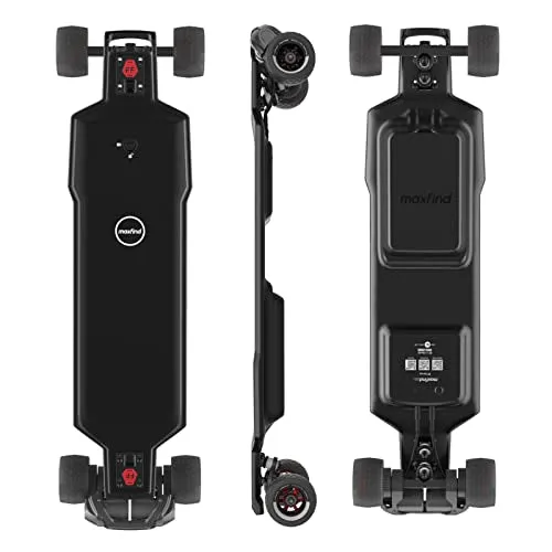 Maxfind Belt Motor All-Terrain Electric Skateboards with Remote 38" Electric Longboard for Adults Teens Kids (FF Belt)
