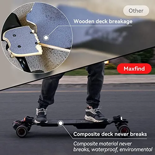 Maxfind Belt Motor All-Terrain Electric Skateboards with Remote 38" Electric Longboard for Adults Teens Kids (FF Belt)